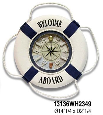 Infinity Instruments First Mate Life Ring w/Rope Knot Accents Clock
