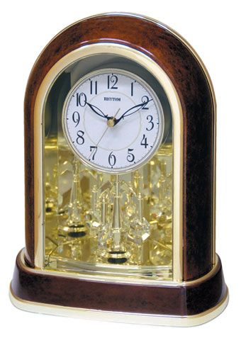 Rhythm Clocks Woodgrain Crystal Mantel