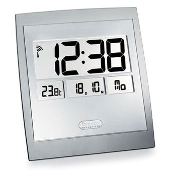 Oregon Scientific Jumbo Atomic Wall Clock with Indoor Temperature - Silver