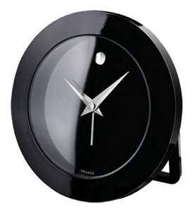 Movado Black Museum Dial Travel Alarm Clock