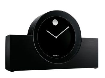 Movado Black/Aluminum Circle Crystal Clock