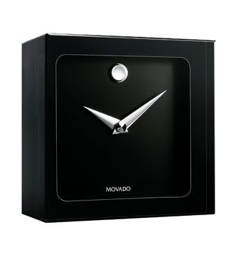 Movado Black Crystal Square Clock
