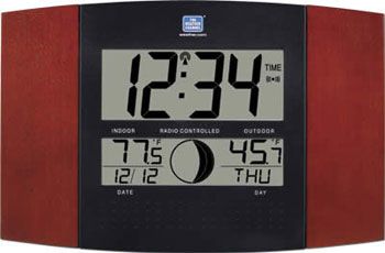 LaCrosse Technology Atomic Digital Wall Clock with Moon & IN/OUT Temp