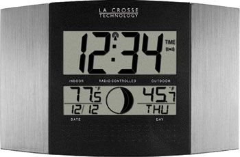 LaCrosse Technology Atomic Digital Wall Clock with Moon & IN/OUT Temp
