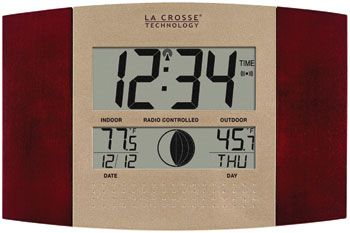 LaCrosse Technology Atomic Digital Wall Clock with Moon & IN/OUT Temp