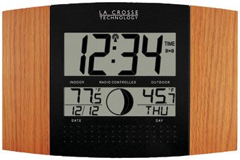 LaCrosse Technology Atomic Digital Wall Clock with Moon & IN/OUT Temp