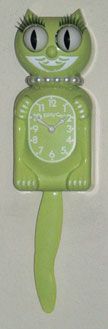 Lime Green Miss Kitty-Cat Wall Clock