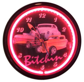 Bitchin' 3 Cars 20 Inch Neon Clock