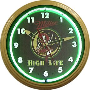 Girl in Moon Miller 20 Inch Neon Clock