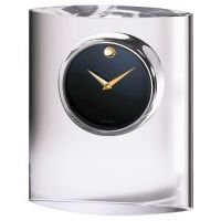 Movado Museum Dial in Ovoid Crystal Stand Desk Clock