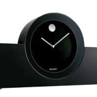 Movado Black/Aluminum Circle Crystal Clock