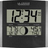 LaCrosse Technology Atomic Digital Wall Clock with Moon & IN/OUT Temp