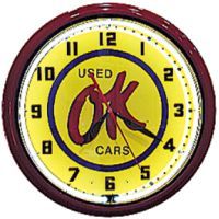 OK Used Cars 20 Inch Neon Clock