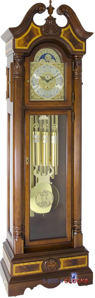 Hermle Foreman Tubular Chime Grandfather Clock Walnut