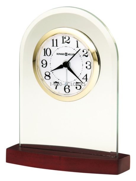 Howard Miller Hansen Glass Brass Desk Clock