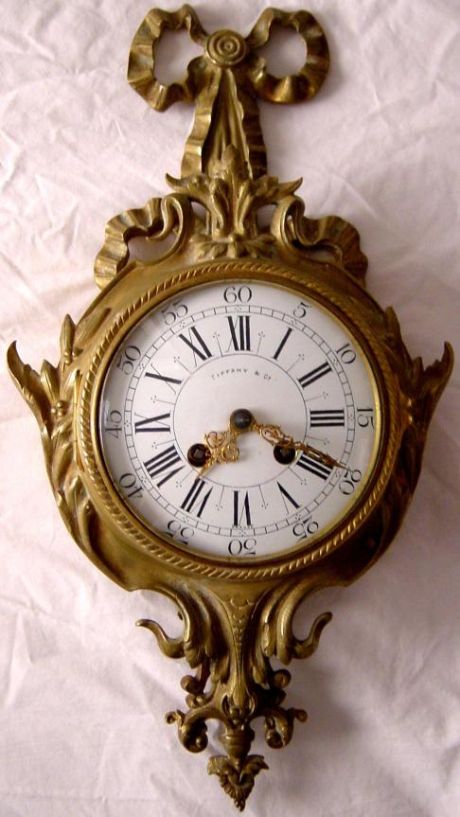 Antique Signed Tiffany Solid Bronze Cartel Wall Clock