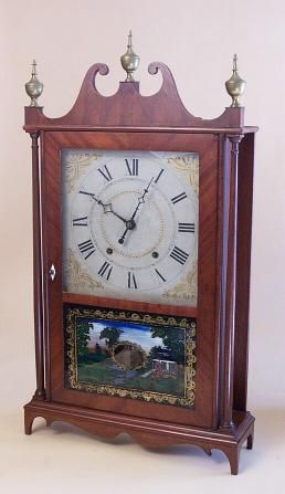 1830 Pillar and Scroll Ephraim Downs Wood Works Clock