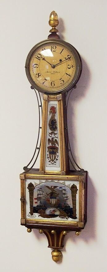 1820s Aaron Willard Antique Banjo Clock Gilt Front