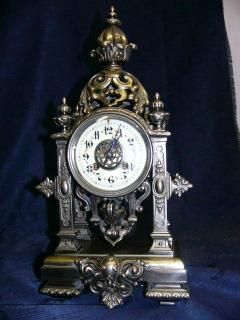 c1870 ANTIQUE BRONZE EMPIRE PORTICO A D MOUGIN Clock