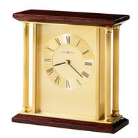 Howard Miller Carlton Brass Wood Desk Clock