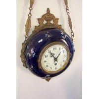 Antique French Farcot Cobalt Porcelain Wall Clock