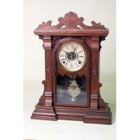 Ingraham Walnut Cabinet Antique Mantel Clock